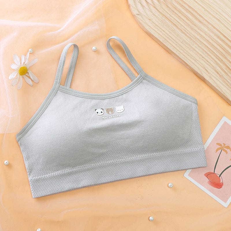 Girls Single Layer Premium Nylon Padded Beginners Bra Bra Grey 7-8 Y 