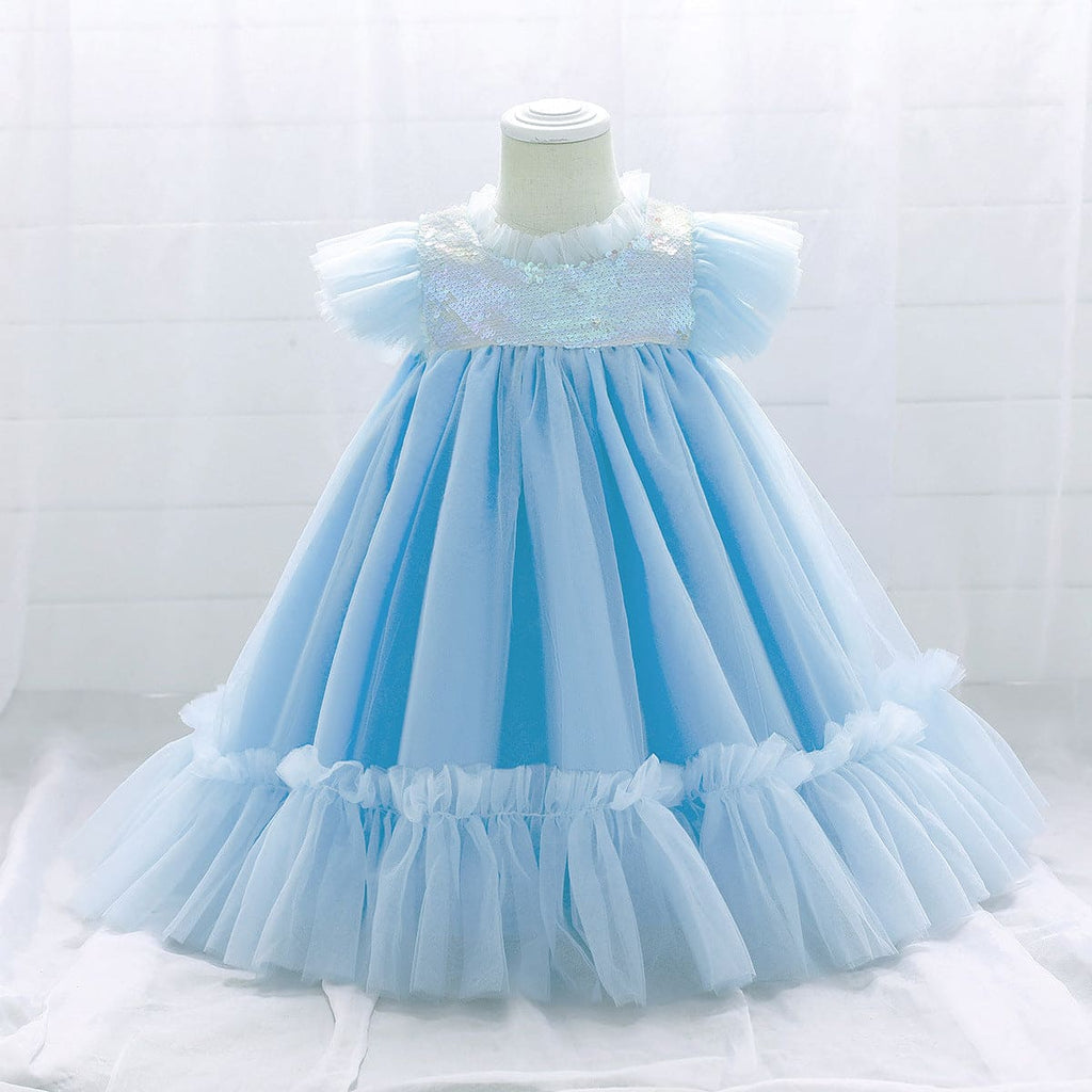 Girls Sequins Empire Line Party Dress Party Dresses Sky Blue 1-2 Y 