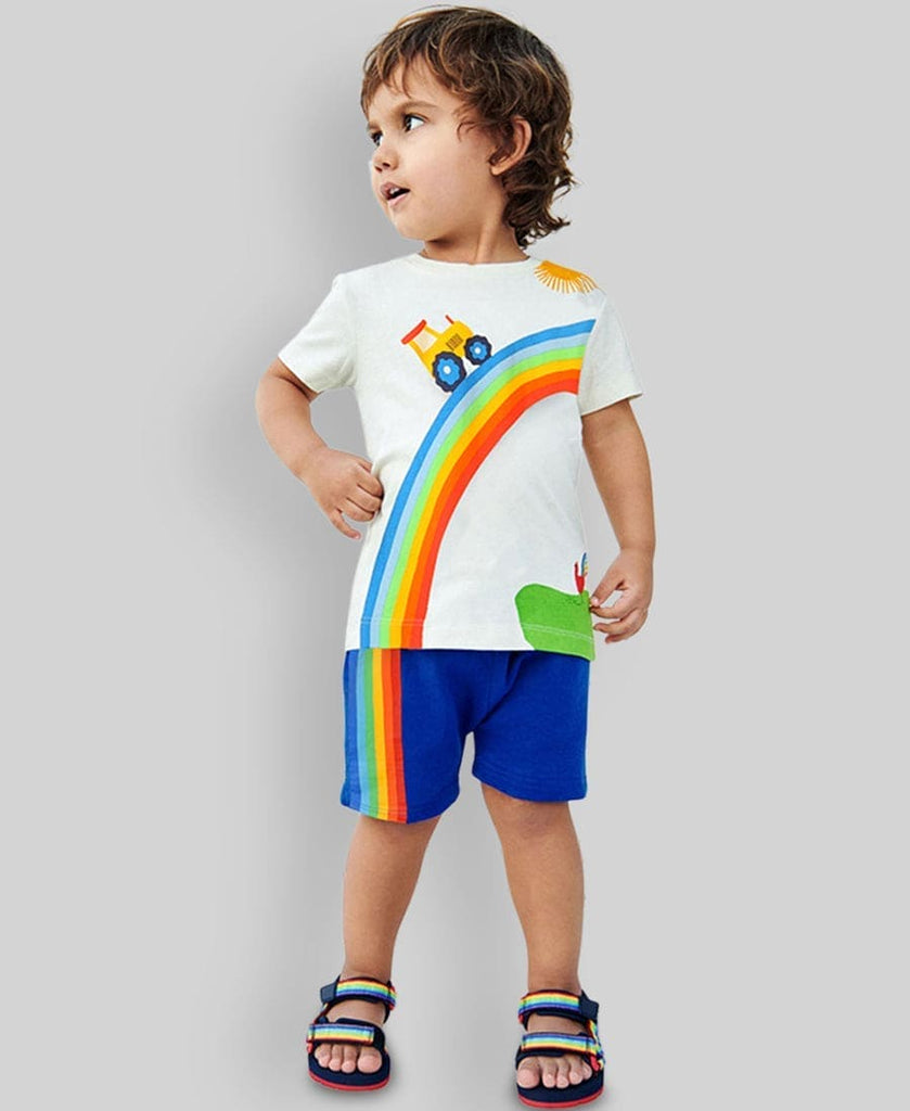 Boys Knitted Two Piece Set with Rainbow Print Sets Multicolor 1-2 Y 
