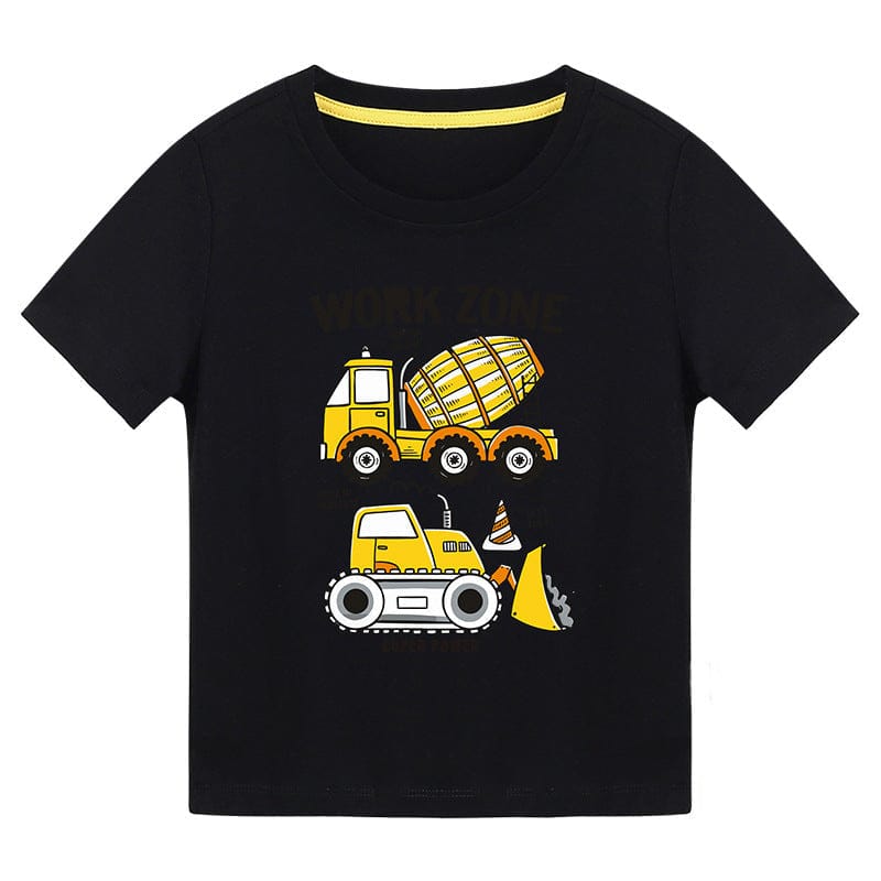 Boys Tshirt with Truck & Crane Print Tshirts Black 4-5 Y 