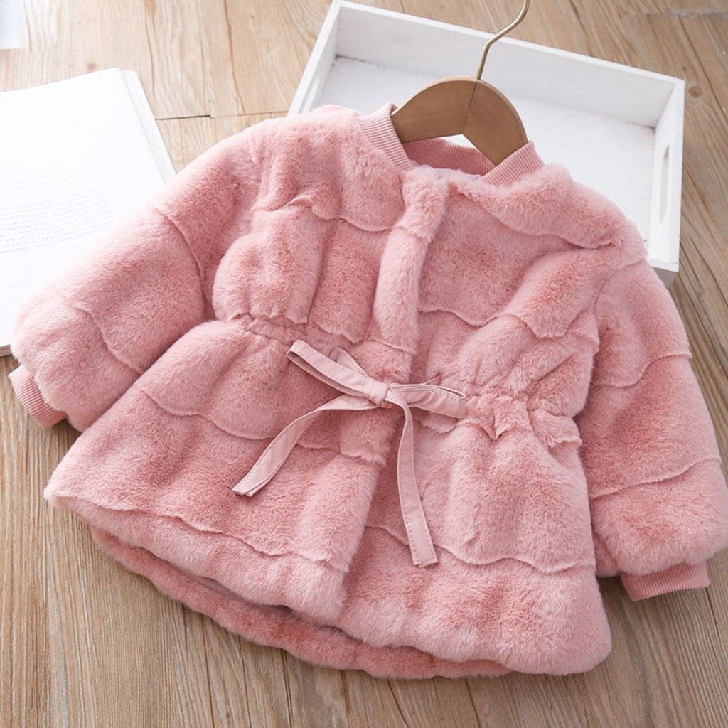 Girls Faux Fur Full Sleeves Jacket Coats & Jackets Pink 1-2 Y 