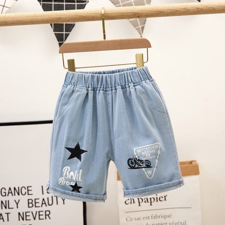 Elasticated Printed Shorts Shorts Denim With Star And Bike 2-3 Y 
