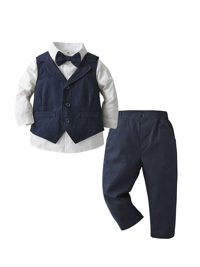 Boys Shirt with Trousers & Waistcoat Set 3 pc. Sets Navy 1-2 Y 