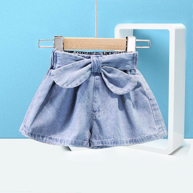 Girls Denim Shorts with Bow Detailing Shorts Blue 1-2 Y 