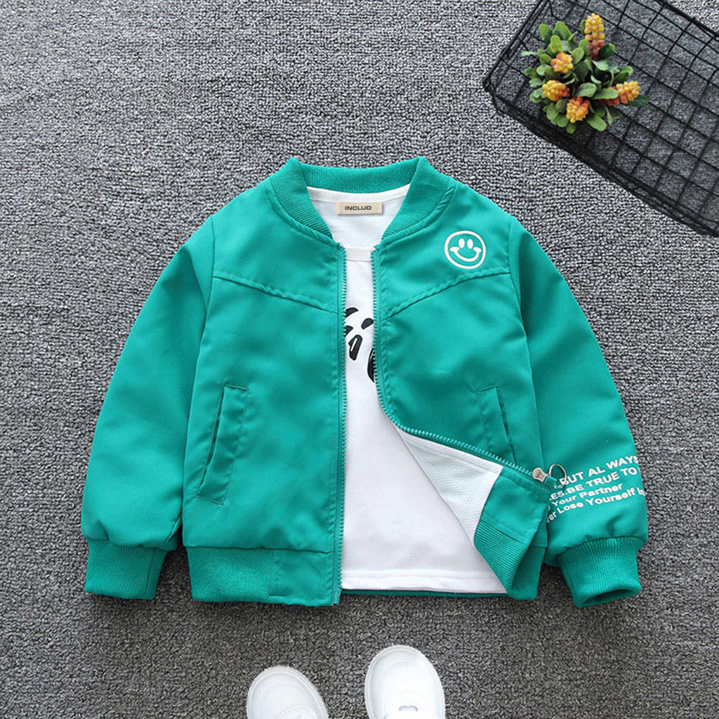 Boys Solid Bomber Jacket Coats & Jackets Green 1-2 Y 