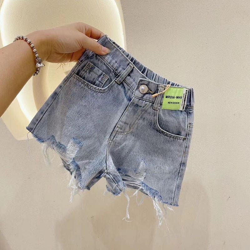 Girls Ripped Denim Shorts Shorts Blue 2-3 Y 