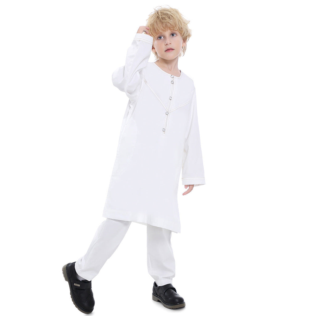 Boys Long Sleeve Kurta Pajama Set Ethnicwear Boys White 4-5 Y 