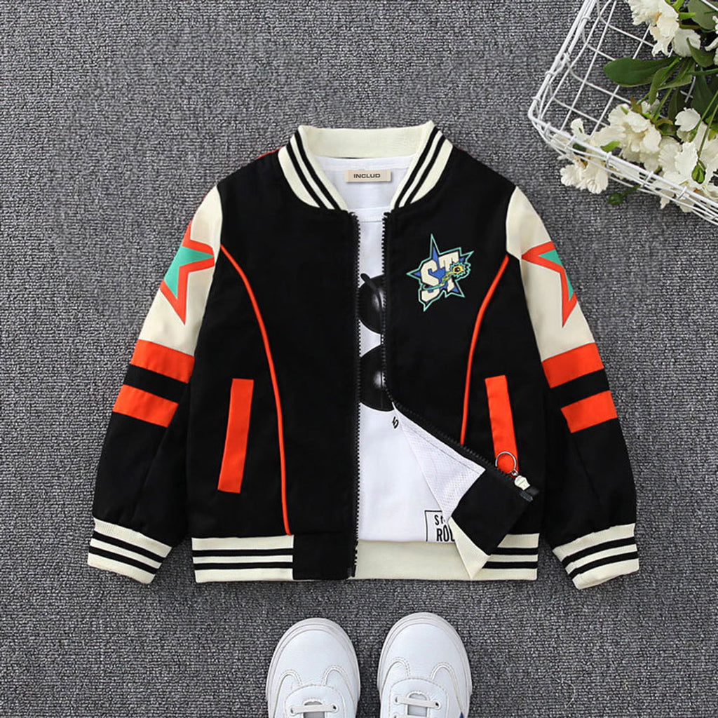 Boys Printed Varsity Jacket Coats & Jackets Orange 1-2 Y