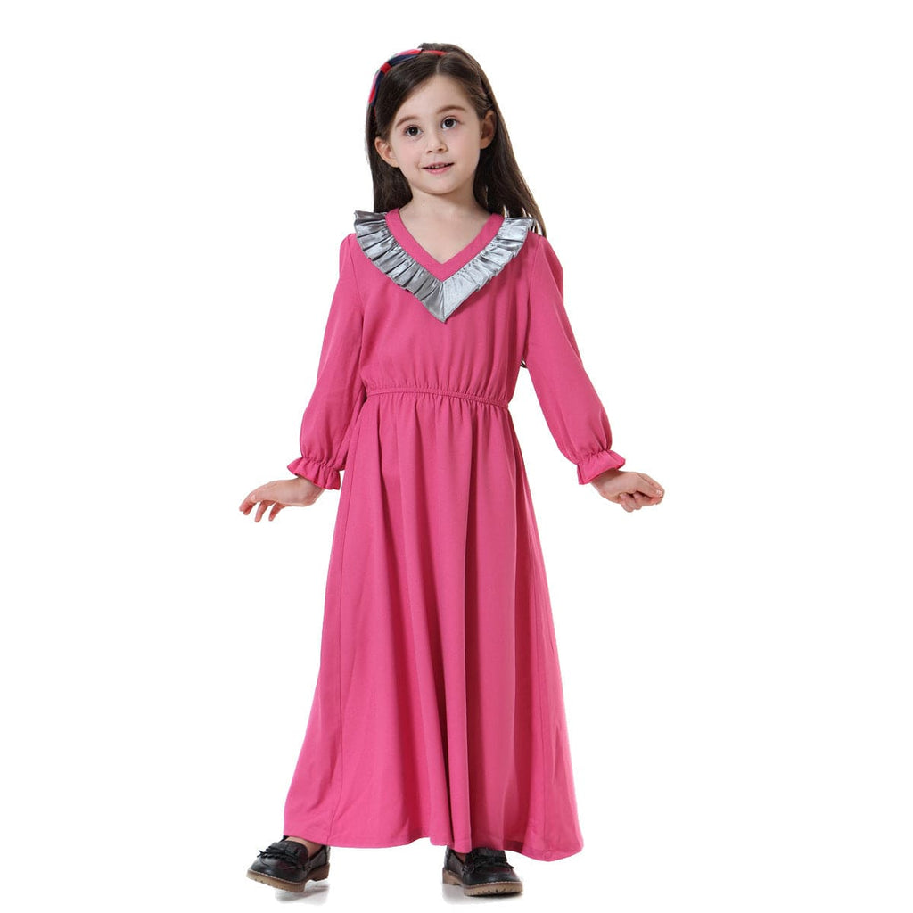 Girls Long Sleeve V-Neck Dress Casual Dresses Red 1-2 Y 
