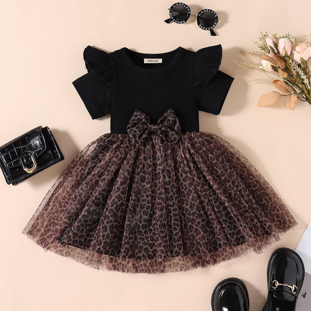 Girls Printed Tulle Casual Dress Casual Dresses Black 1-2 Y 