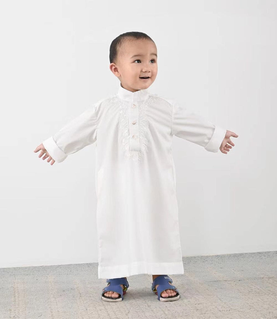 Boys Long Sleeve Embroidered Rob Sets White 4-5 Y 