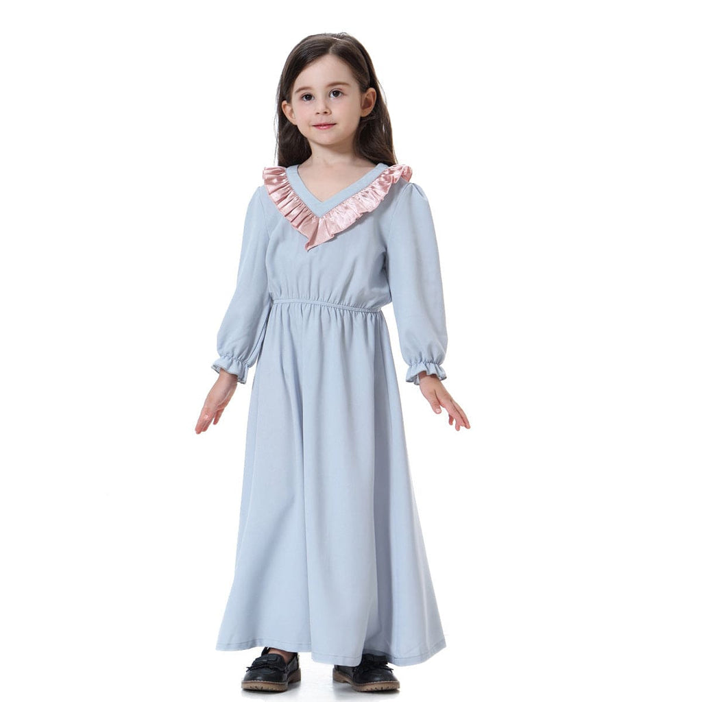 Girls Long Sleeve V-Neck Dress Casual Dresses   