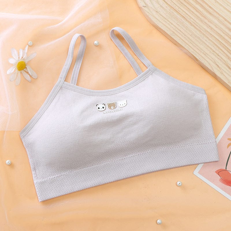 Girls Single Layer Premium Nylon Padded Beginners Bra Bra Cream 7-8 Y 