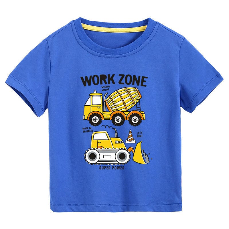 Boys Tshirt with Truck & Crane Print Tshirts Royal Blue 4-5 Y 
