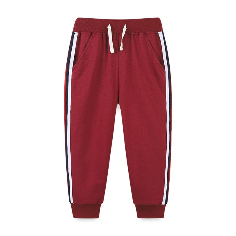 Boys Knitted Jogger with Side Stripes Trackpants & Joggers Burgundy 1-2 Y 