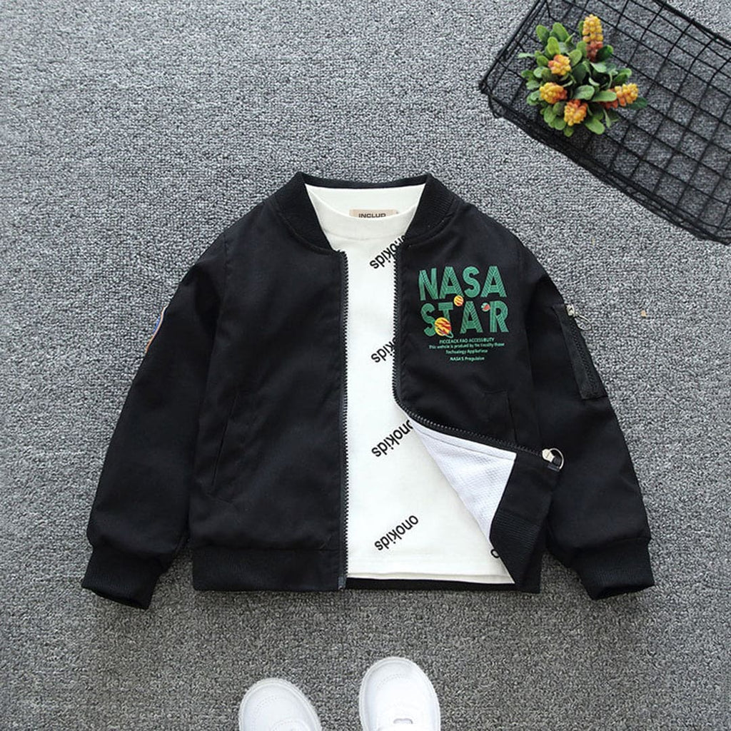 Boys Printed Bomber Jacket Coats & Jackets Black 1-2 Y 
