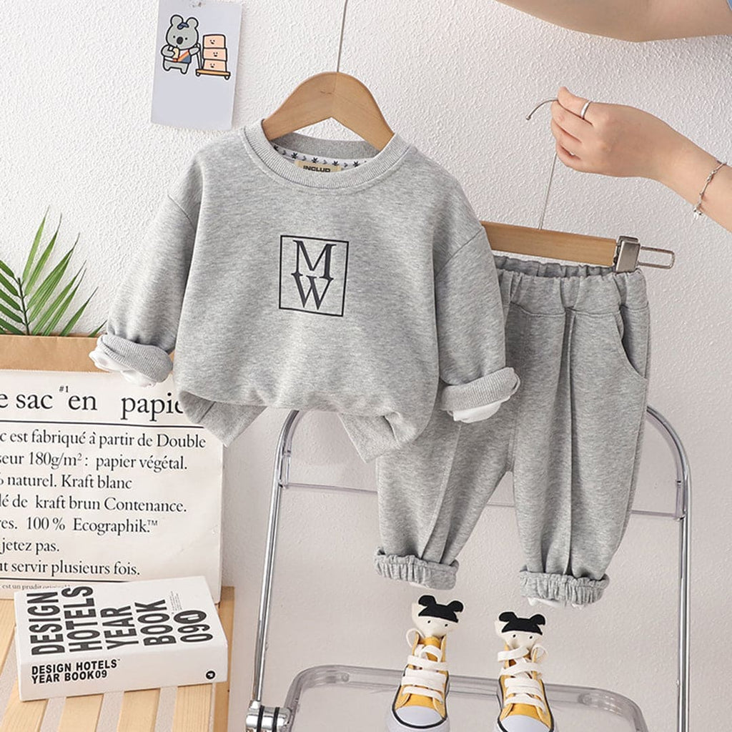 Boys Sweatshirt with Joggers Set Winterwear Sets Grey 1-2 Y