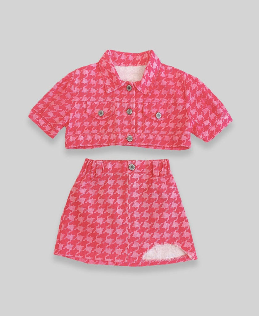 Girls Crop Top with Skirt Set Sets Pink 1-2 Y 