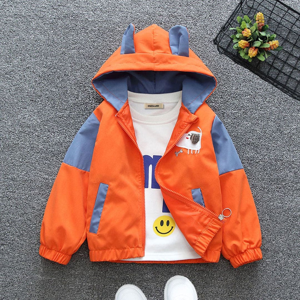 Boys Hooded Patch Work Jacket Coats & Jackets Orange 1-2 Y 