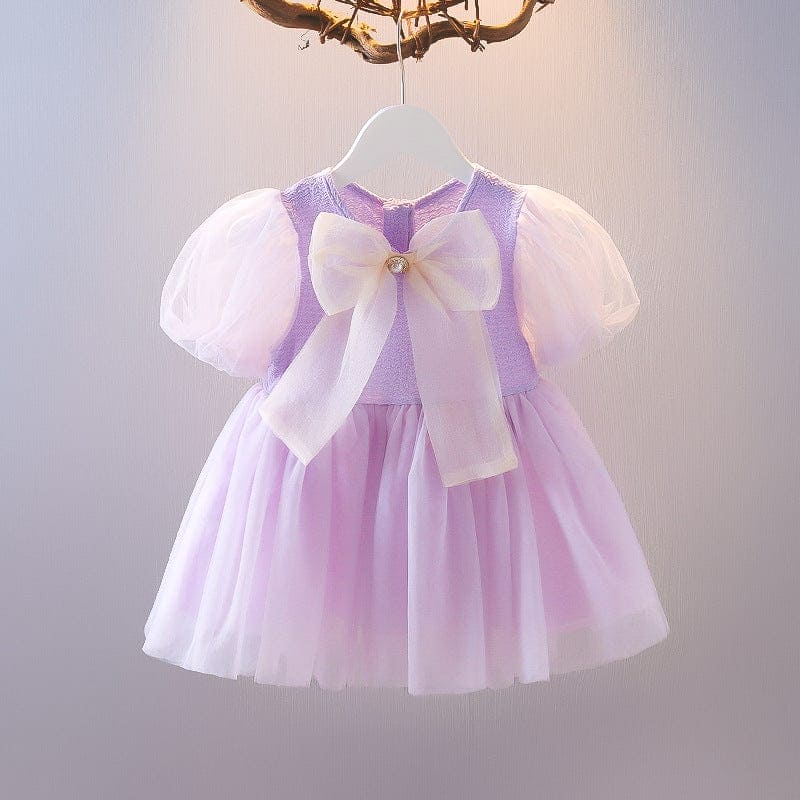 Girls Dress with Bow Detailing Casual Dresses Purple 1-2 Y 