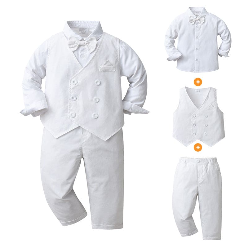 Boys Shirt with Trousers & Waistcoat 3pc. Set 3 pc. Sets White 1-2 Y 