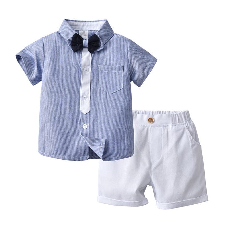 Boys Party Wear 2 Piece Set 2 pc. Sets White shorts + dark blue shirt 1-2 Y 