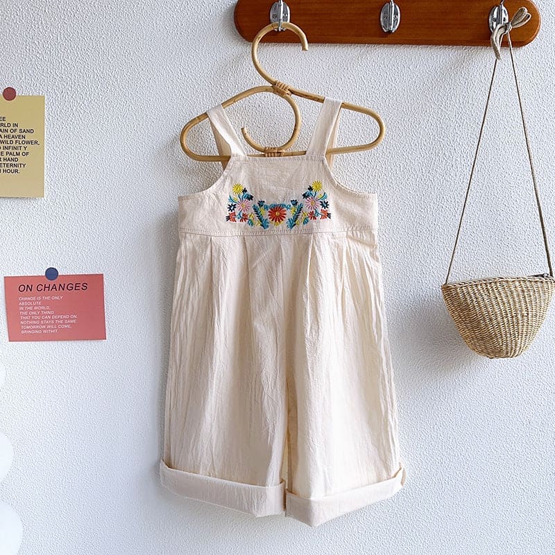 Girls Jumpsuit with Embroidery Jumpsuits Beige 1-2 Y 