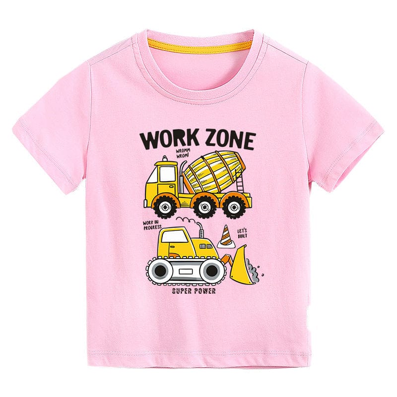 Boys Tshirt with Truck & Crane Print Tshirts Pink 4-5 Y 