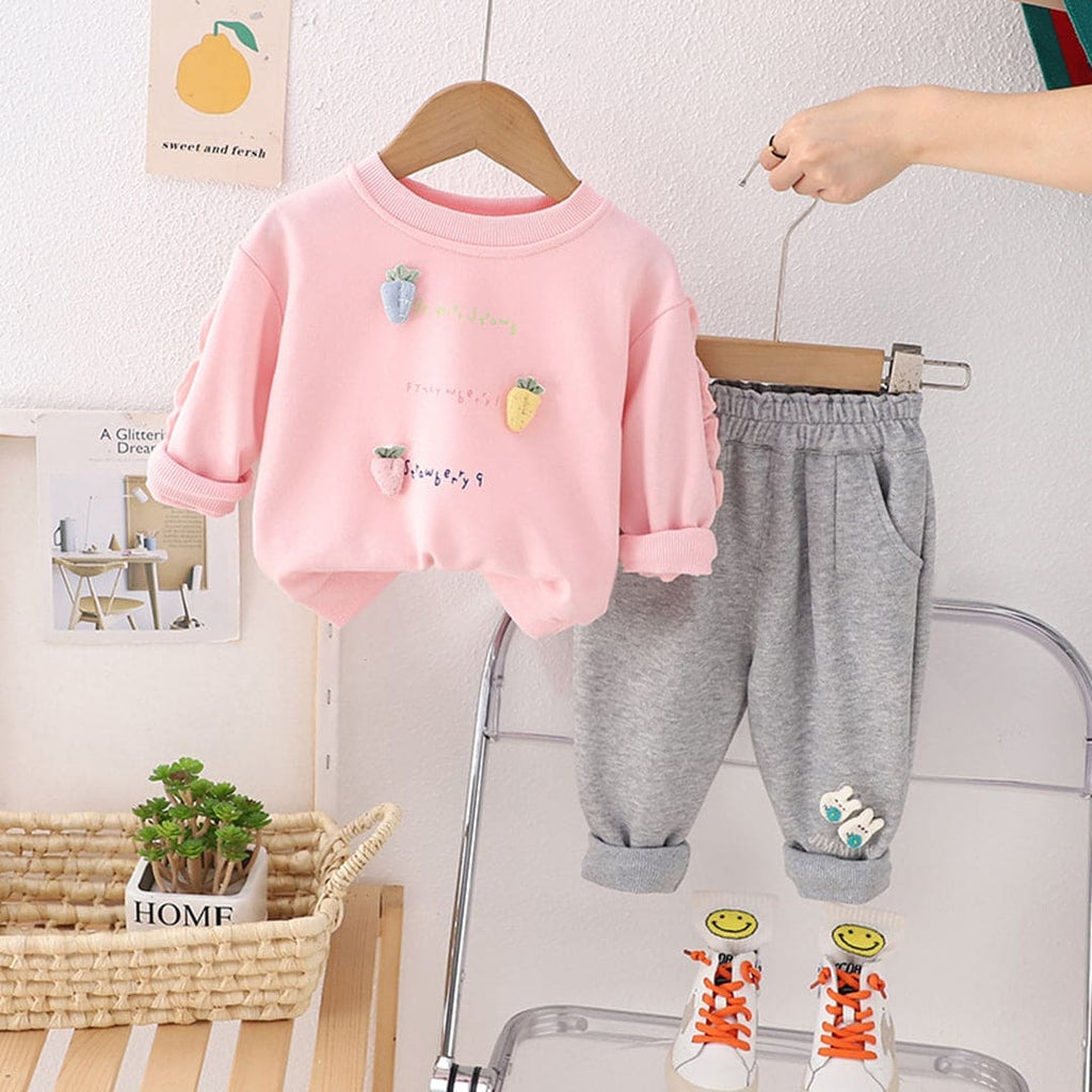 Girls Sweater with Joggers  Set Sets Pink 1-2 Y 