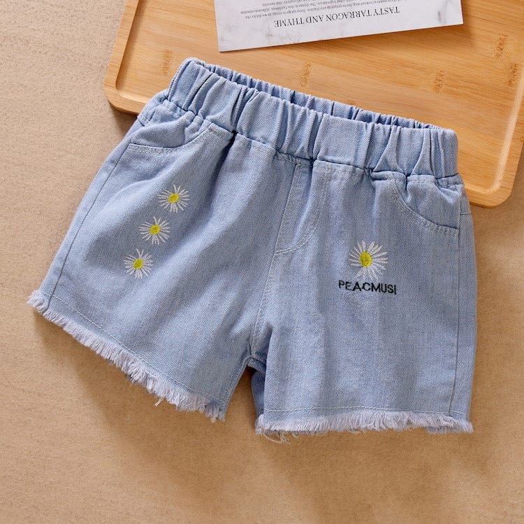 Denim Shorts With Applique Shorts Sun Embroidery Shorts 2-3 Y 