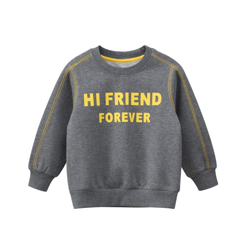 Boys Grey Long Sleeves Solid Sweatshirt Sweatshirts & Hoodies Grey 1-2 Y 