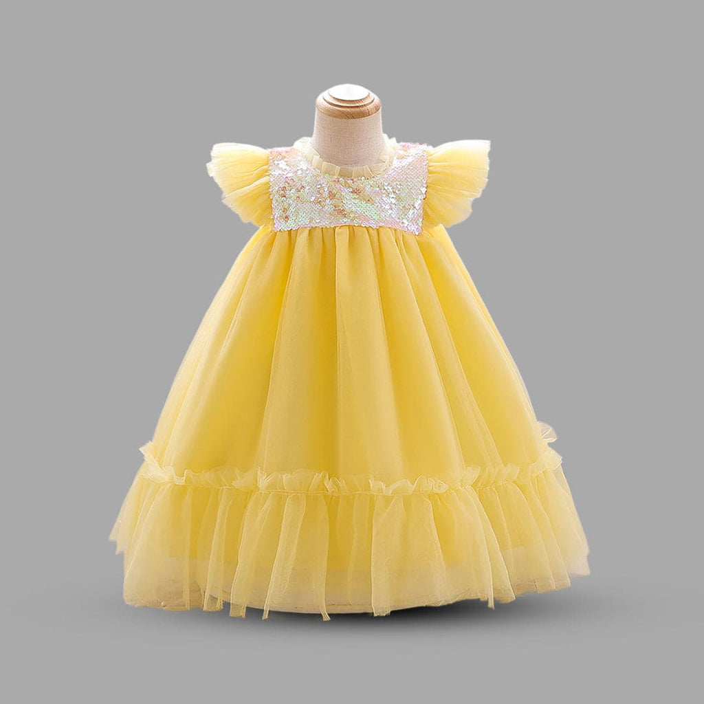 Girls Sequins Empire Line Party Dress Party Dresses Yellow 1-2 Y 