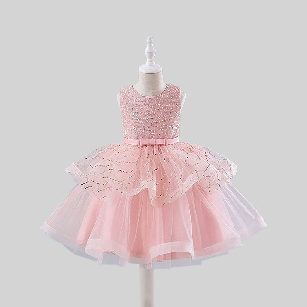 Girls Sequins Embellished Fit & Flare Party Dress Party Dresses Pink 4-5 Y 