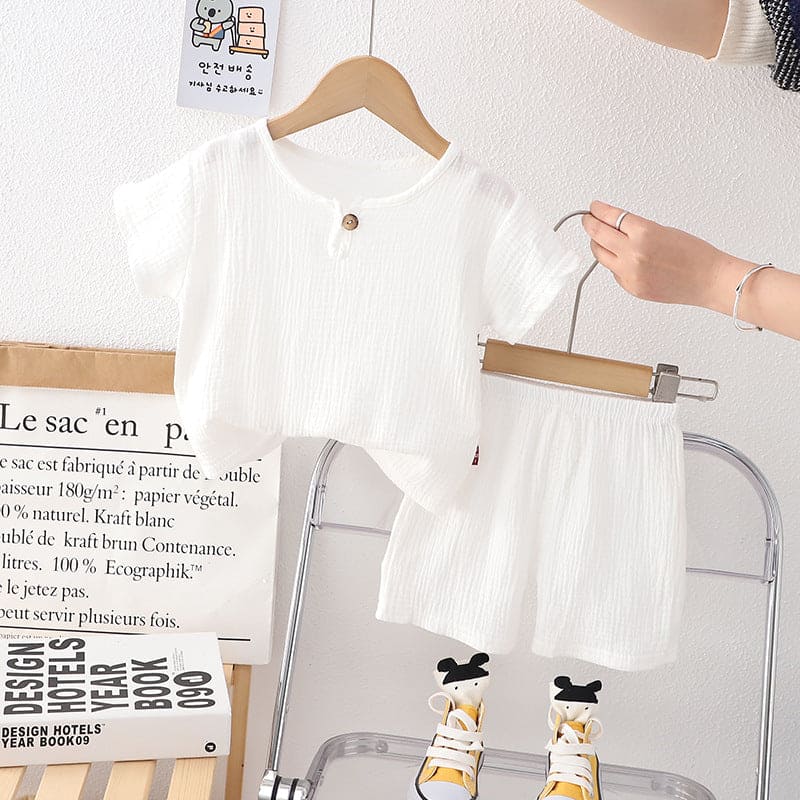 Boys Top With Elasticated Shorts Sets White 1-2 Y 