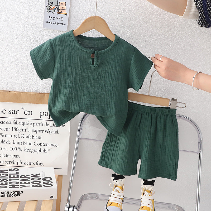 Boys Top With Elasticated Shorts Sets Green 1-2 Y 